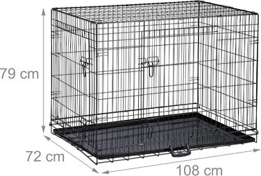 Клітка для собак Relaxdays: зручна переноска для дому та автомобіля, сталь, чорна (87x122x80 см)
