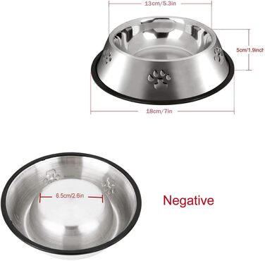 Набір з 2 мисок для собак з нержавіючої сталі, великі та малі, антиковзні, 30 см та 18 см