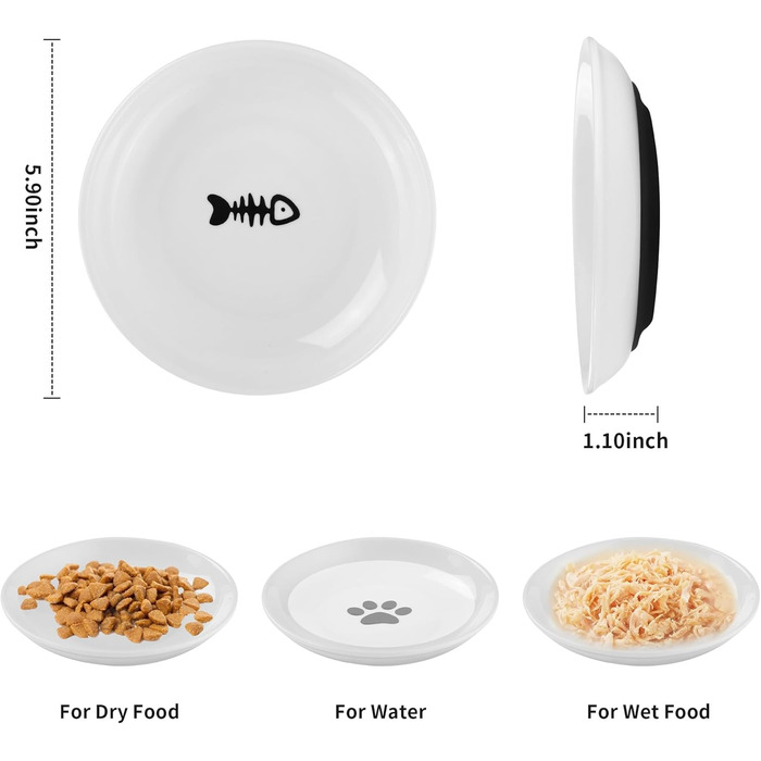 Миска для кота, керамічна з неслизьким гумовим дном, діаметр 15 см, для котів та кошенят