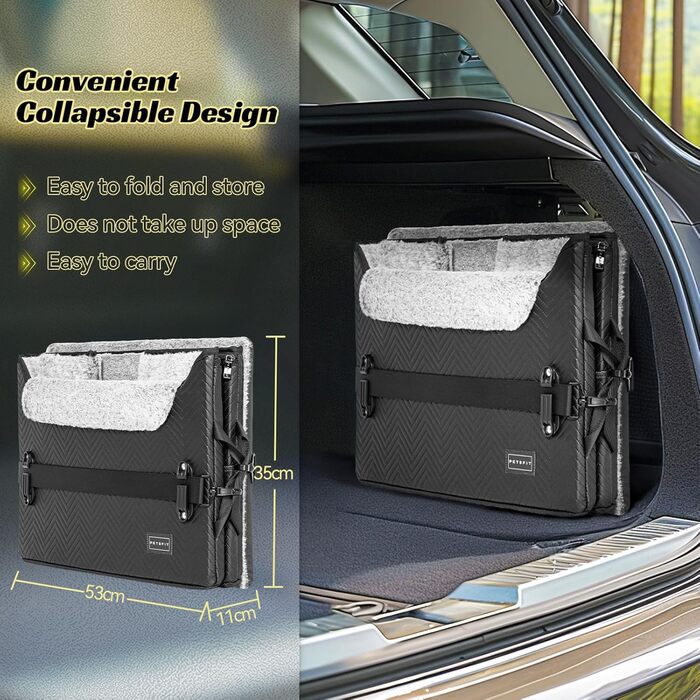 Крісло для собак Petsfit: зручне автокрісло для маленьких та середніх собак, чорна шкіра, з 2 ременями безпеки