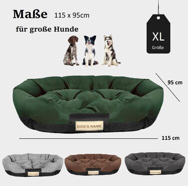 Крісло-ліжко для собак XL 115x95 см, зелене, персоналізоване, вологостійке, миється
