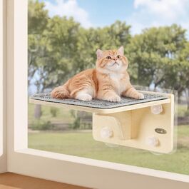 Pecute Котяча стінка 2-в-1 для стіни та скла, котяча полиця з миючим знімним фетровим покриттям, лежак на вікно з потужними присосками для котів і кошенят (S)