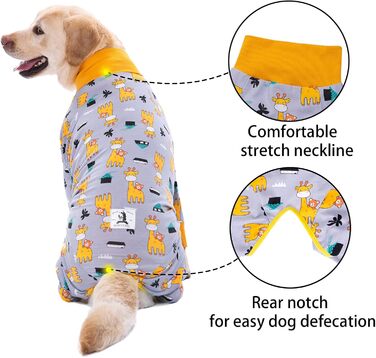 Комбінезон для собак після операції, захисний боді для собак, альтернатива конусу, сірий, 3XL, Giraffe