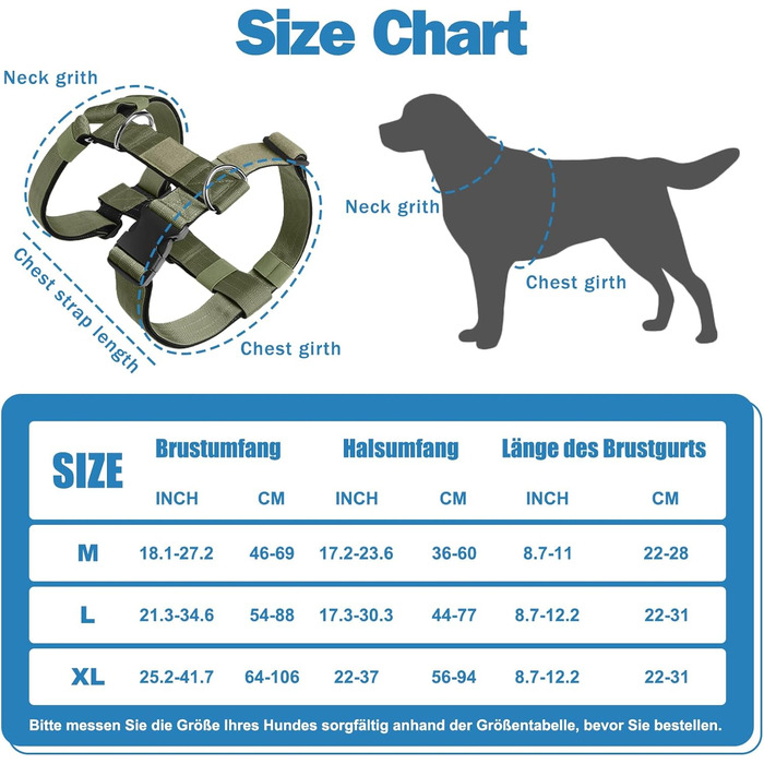 Шлейка для собак FeimaX великих порід, тактична, не тягне, дихаюча, зручна, зелена (L)