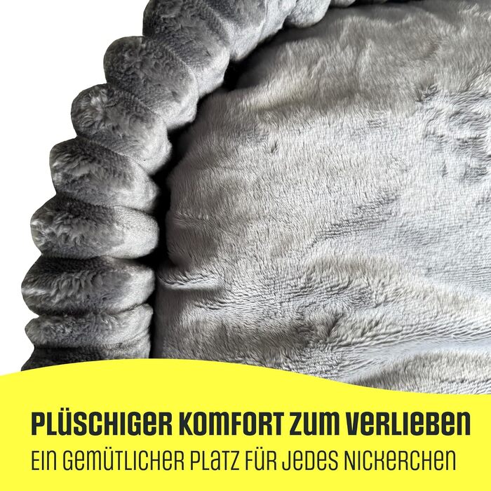 Лежанка для собак та котів, овал 60x50 см, сірий леопардовий принт, Velours, легко миється