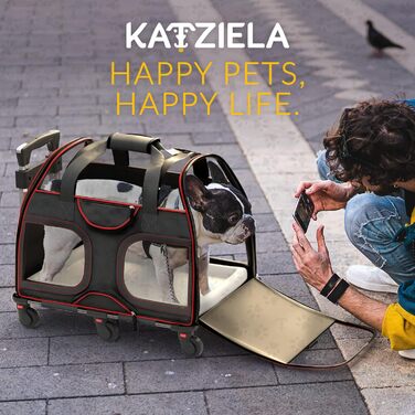 Katziela переноска для домашніх тварин, авіаційна, TSA, для малих собак і котів, м'яка, чорна/червона