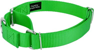 Мартингейл ошийник для собак Country Brook Petz, нейлоновий, міцний, 1.9 см, лайм
