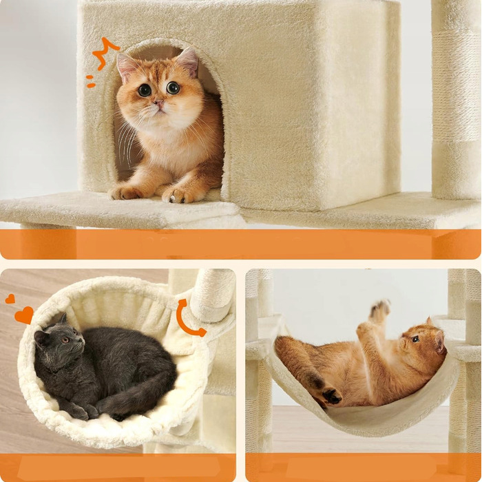 Низька дряпалка, висока дряпалка, лежанка та килимки-дряпалки