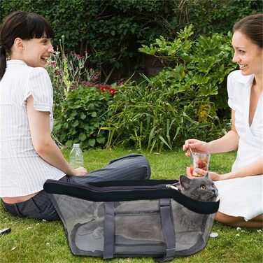 Транспортна сумка для тварин, переноска для собак та котів, чорна. Дыхаюча переноска для собак та котів, з міцним дном, регульована. Підходить для цуценят, кошенят та дрібних тварин.