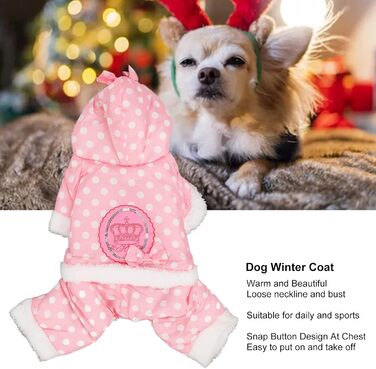 Теплий зимовий одяг для собак, теплий та потовщений зимовий одяг для собак, одяг для собак, дружній до шкіри, цілісний одяг з капюшоном для домашніх тварин у холодну погоду для маленьких, середніх собак