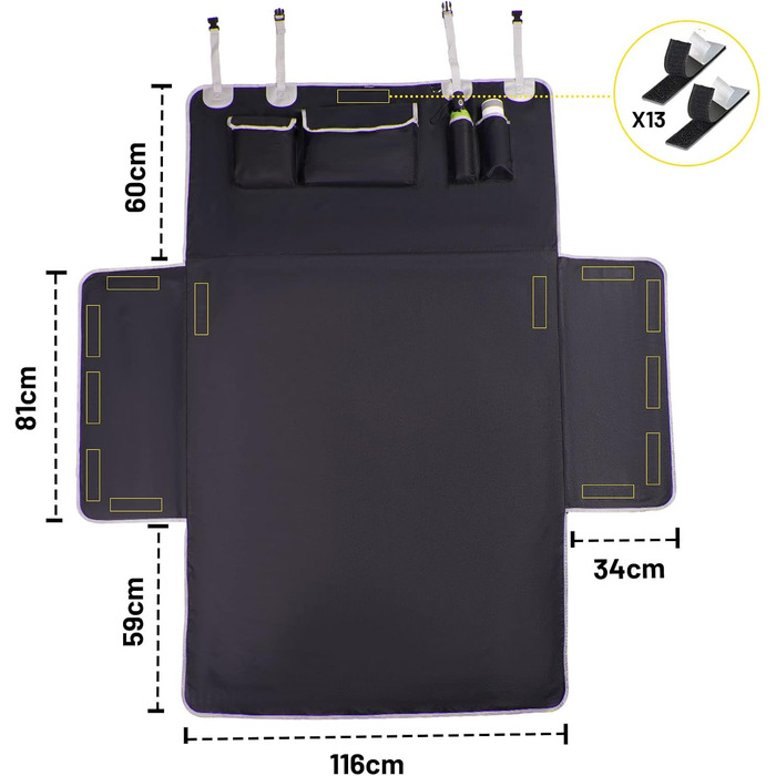 Захист для багажника авто для собак, SUV, чорний килимок, вологостійкий, універсальний, 205x115 см