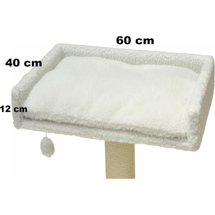 Лежак для котячого дерева Nanook XXL 60x40 см, білий плюш, з подушкою