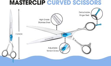 Професійна вигнута ножиця Masterclip Essentials для перукарів (19,1 см), нержавіюча сталь, для правшів