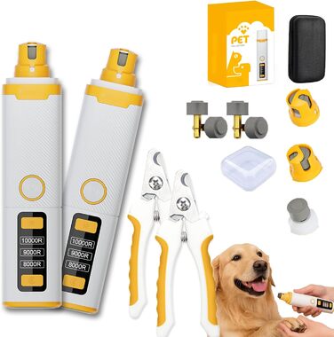 Набір для догляду за кігтями собак Premium, електричний точилка для кігтів, 3 швидкості, безпечний та безстресовий догляд за улюбленцем (2 шт)