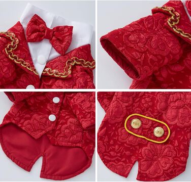 Елегантний костюм для собак - смокінг для маленьких та середніх собак, коричневий, з краваткою, для вечірок, свят, днів народжень, розмір L (довжина спини 34 см)