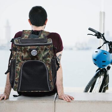 PETCUTE Фарбований велосипедний кошик для собак і котів, складаний кошик для собак на велосипеді спереду з бічними кишенями, дихаючий велосипедний кошик спереду для маленьких і середніх собак з світловідбиваючими смугами та світлом (Оливковий)