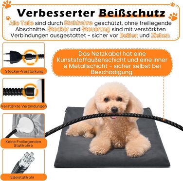 Килимок гріючий для тварин 45x45 см – підігрівальний килимок для собак та котів, 30–60°C, таймер 14 год, захист від перегріву, міцний кабель 1,8 м, 2 знімні чохли, регулювання температури