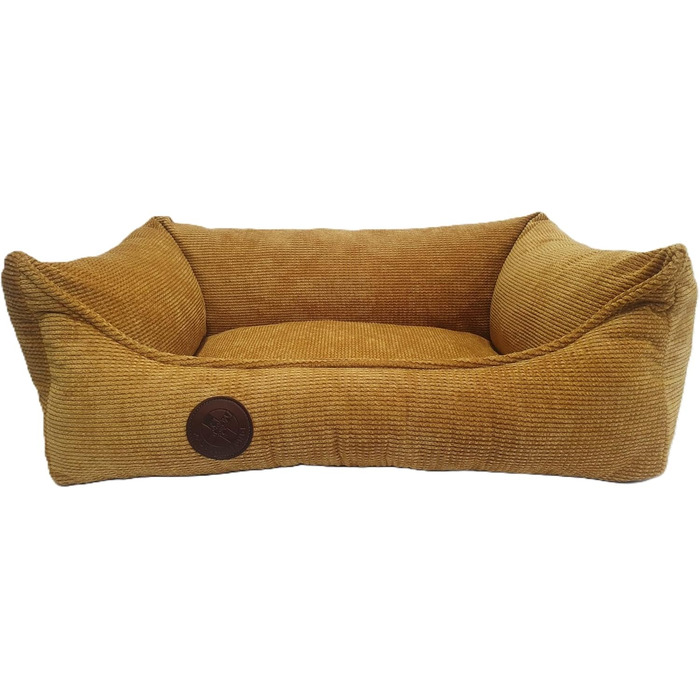 Ортопедичне ліжко для собак, сумісне з великими, середніми та маленькими породами, жовто-гірчичний колір, миється, розмір S (60x40x15 см)