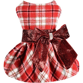 Теплий плед для собак: стильний зимовий плед з червоним візерунком для дрібних собак, цуценят, XS, 1.8-2.7 кг