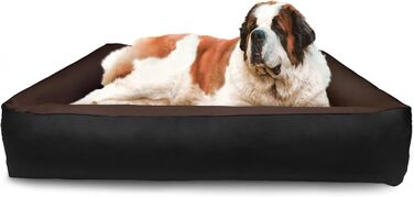 Ліжко для собак BedDog MAX Quattro 2в1, велике лежанка з кордури, XXXL, з бортиком, мийне, для дому та вулиці, мокко/чорно-коричневе