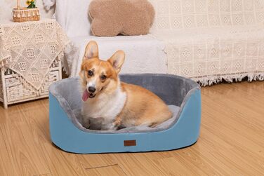 Кругле ліжко для собак середнього розміру Raikou, м'яке та зручне, з антиковзким покриттям (75x54x27 см, блакитне)
