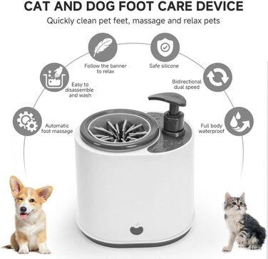 Автоматичний очисник лап для собак та котів | Портативний мийник лап з м'якою щетиною та мильним відсіком