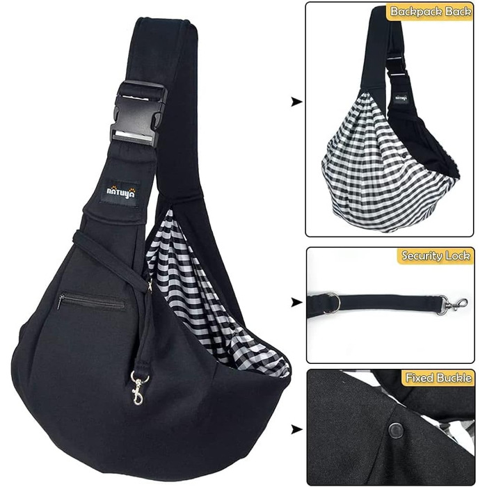NATUYA Сумка-переноска для собак та котів, бавовняна, чорна, для прогулянок та подорожей