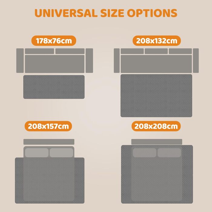 Водонепроникний коврик для собак Nobleza 208x157 см, захист дивану, неслизький, легко миється. Миючий коврик для собак, коврик для собак у дорогу, сірий