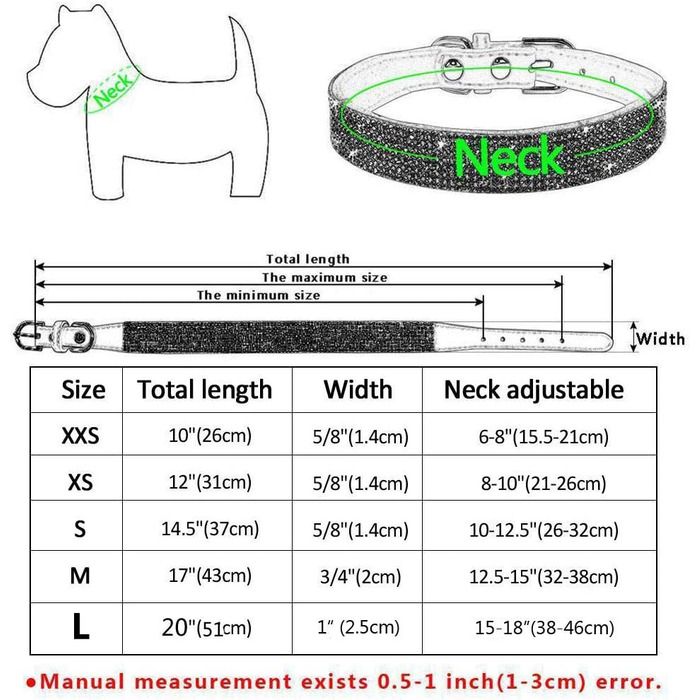 Нашийник для собак та котів Haoyueer з блискітками, м'яка замша