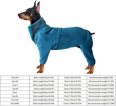 Теплий зимовий халат для собак з флісу з ніжками для великих, середніх та маленьких порід, теплий піжамний халат для собак, Чіхуахуа (Синій, XS)