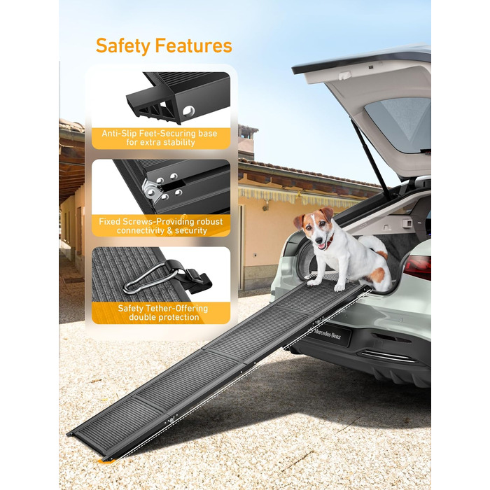 Східці для собак Hunderampe - складані, портативні, з антиковзким покриттям, для автомобілів, SUV та вантажівок (170x44 см)