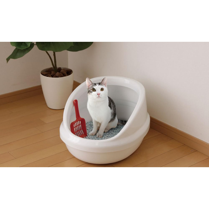 Котлочистка Iris Ohyama PNE-500H, біла, овальна, без кришки, для котів та кошенят, велика, BPA-free, з совком