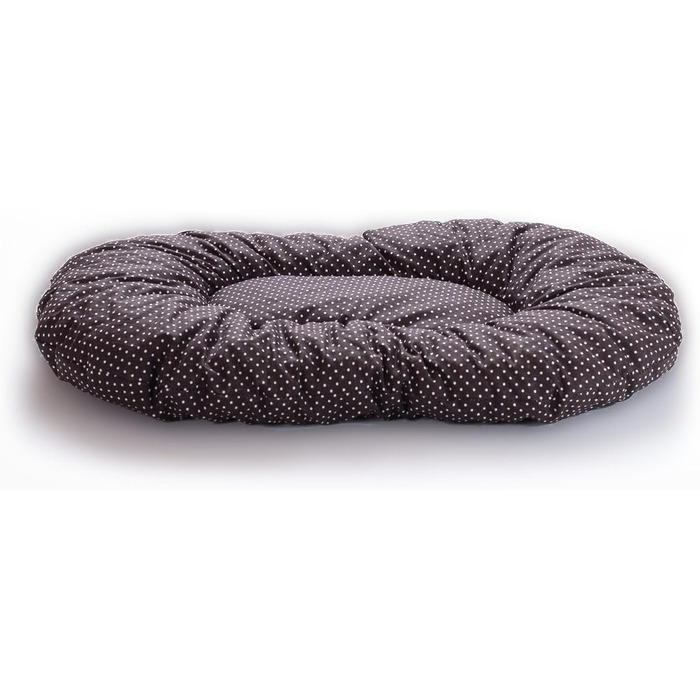 Плетене ліжко для собак та котів Wiklinowy Świat - ліжко з ротангу для домашніх тварин, 66x47x15 см, з коричневим подушкою в крапку