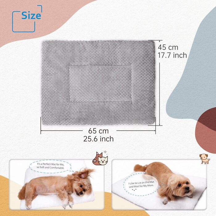 Килимок для собак та котів, 60x80 см, сірий. Машинне прання, теплий, дихаючий.
