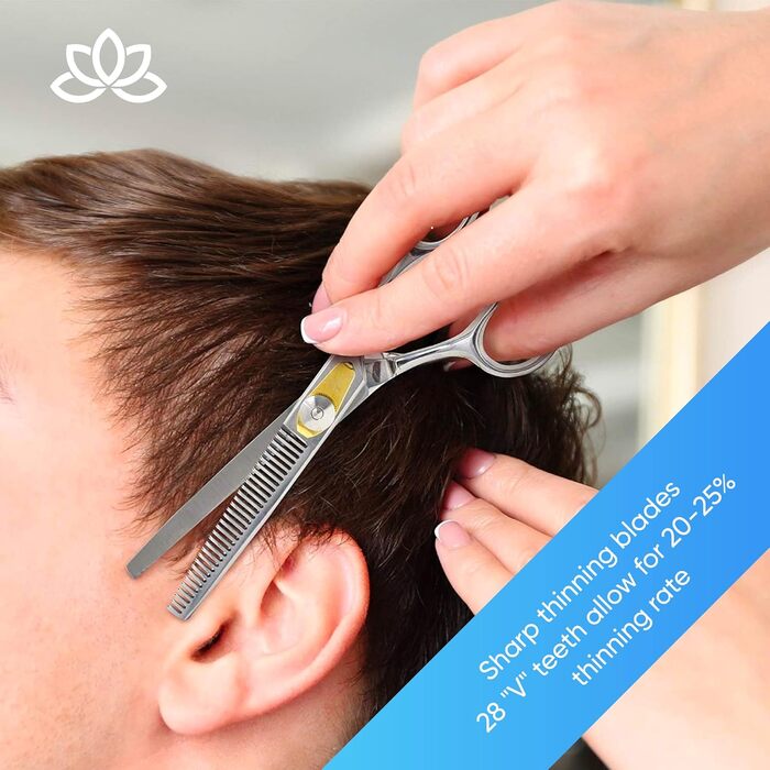 Професійний набір ножиць для стрижки волосся Equinox Razor Edge Series – ножиці для стрижки та филирування, ножиці для текстурування – срібний, 6.5 дюймів