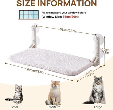 Кішка лежак на вікно MEWOOFUN - 54x30см, бежевий, до 18кг