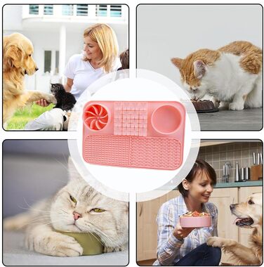 Повільний годівник для собак, лижуча килимок-пазл, годівниця для собак з присосками, килимок для лизання котів, рожевий колір A