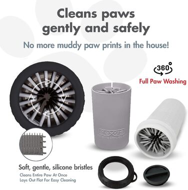 Dexas MudBuster: портативний очищувач лап для собак, розмір M, сірий, з кришкою