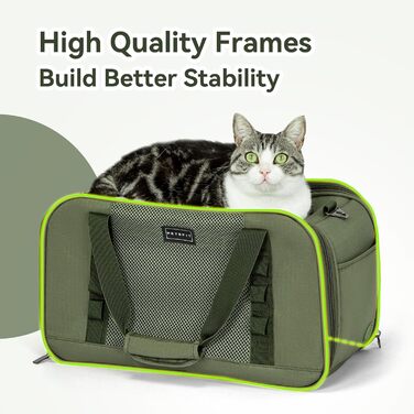Транспортувальна сумка для котів і собак Petsfit, авіаційна, з ковдрою, міцна та дихаюча, оливкова, 49x23x28 см