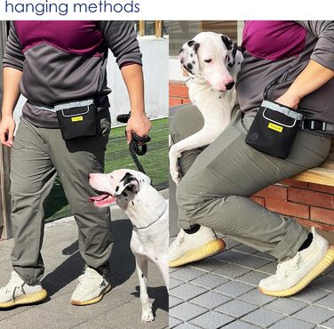 Сумка для ласощів для собак, багатофункціональна сумка для прогулянок з силіконовим кишеньком, мішок для корму для дресирування собак та дозатор ласощів, ідеальна для активного відпочинку на природі (Чорний 4 чашки) (1. Чорний 2 чашки)