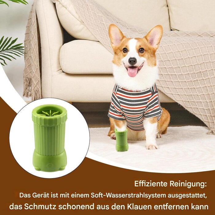 Автоматичний очищувач лап для собак та котів | USB-зарядний кубок для миття лап | Переносний очищувач лап Buddy Muddy, зелений