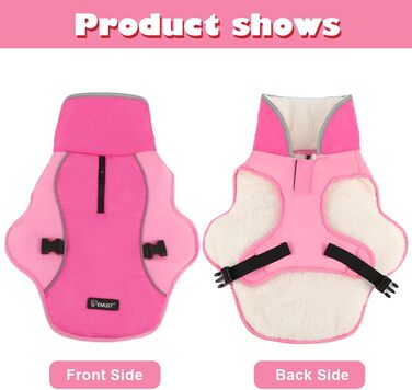 Зимова куртка для собак EMUST, тепла та вітронепроникна, для середніх собак, рожева, розмір M (L, нова)