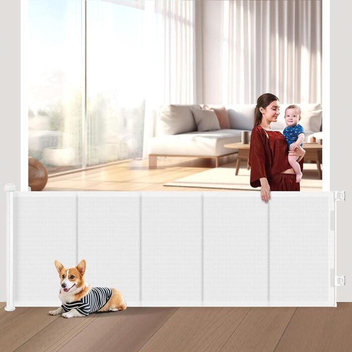 Захист для сходів з замком: розтяжний захист для дітей та собак, 150 см ширина, 83 см висота (300 см)