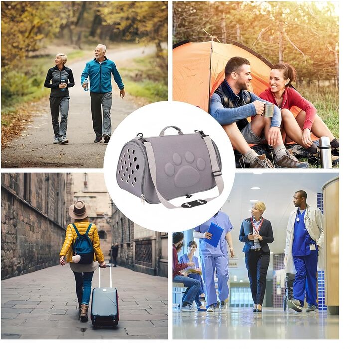 Зручна переноска для тварин - сумка-переноска на плечі для котів та собак | Ідеальна для ветеринара, міста, подорожей, активного відпочинку (сірий)