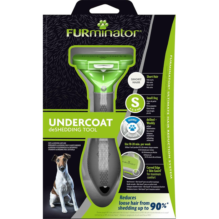 Щітка для собак FURminator S для короткої шерсті, покращена – для маленьких собак, видалення підшерстка