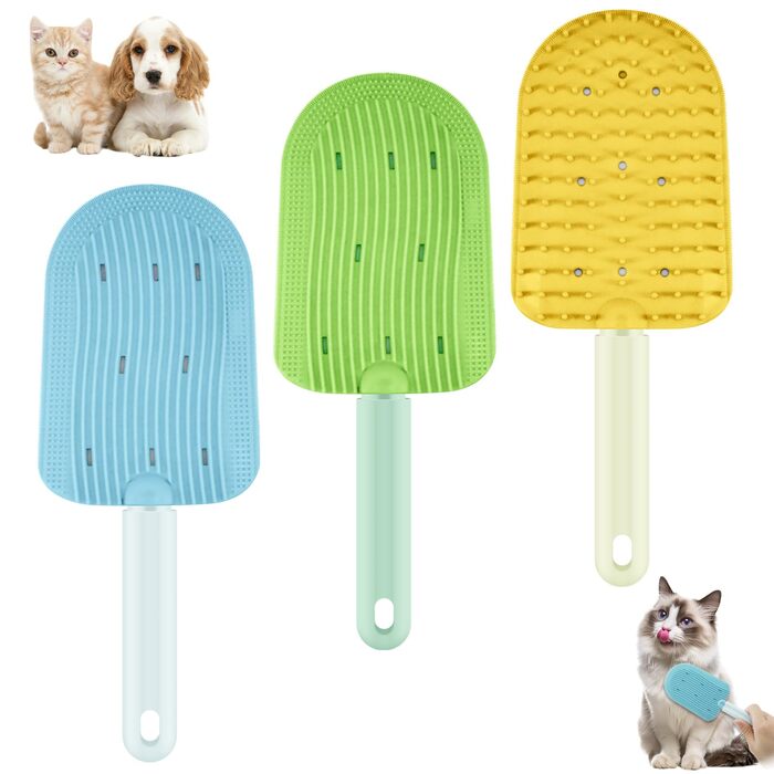 Гребінець для котів 3 шт., силіконовий гребінець для дому, для довгошерстих котів, для догляду за шерстю, видаляє ковтання шерсті