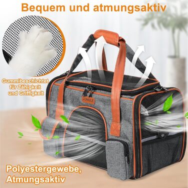 Сумка-переноска для кота/собаки COMSLE, 42x22x25 см, сіра (до 7 кг)