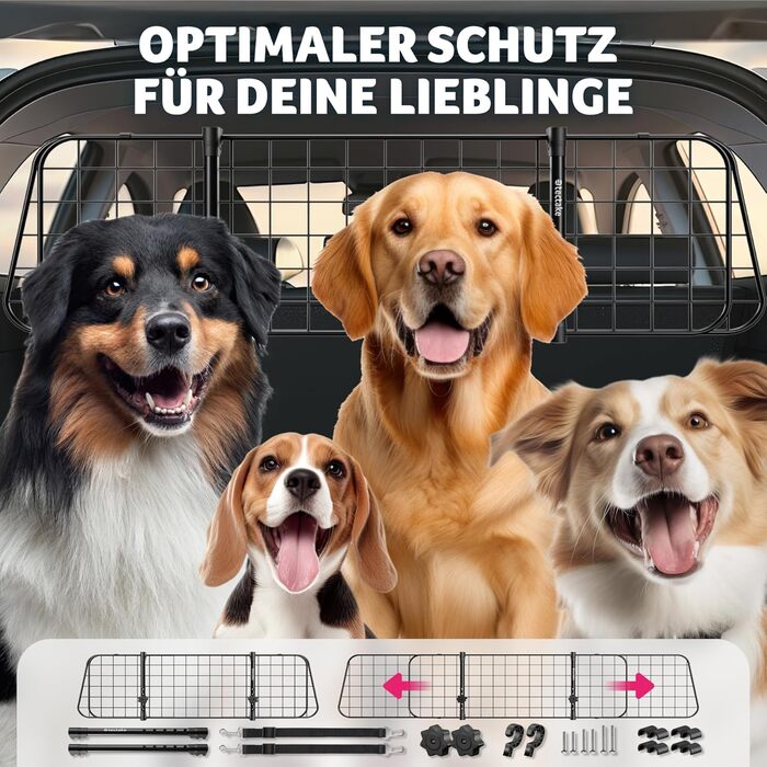 Авторешітка для собак tectake® - універсальний захист багажника, регульована ширина, мобільна перегородка, аксесуари для подорожей з собакою