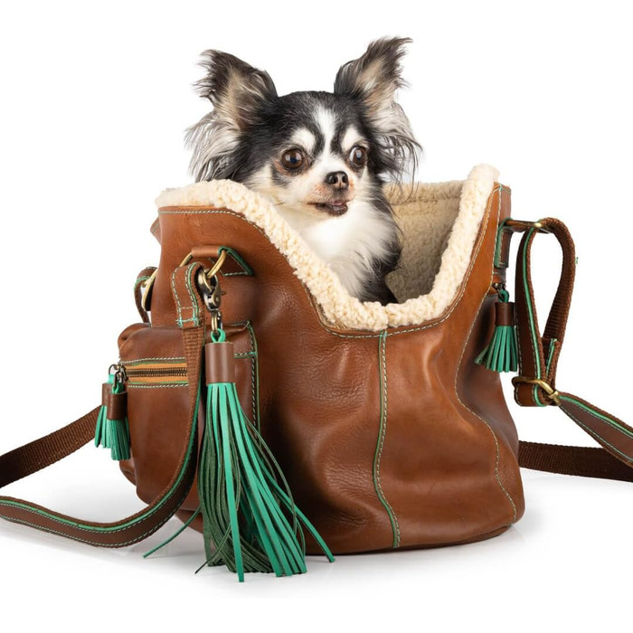 Сумка-переноска для собак Dog with a Mission, шкіряна, універсального розміру 32x20x27 см