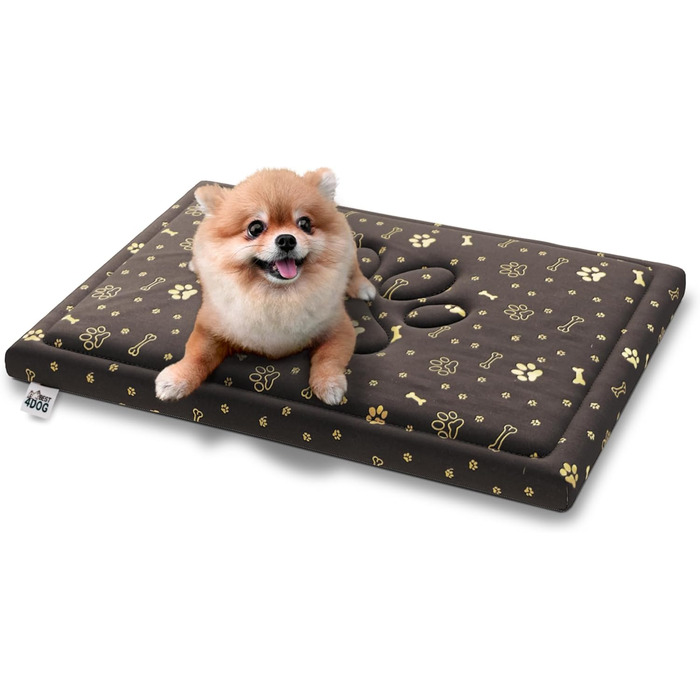 Килимок для собак FDM Puddy, 70x60 см, водонепроникний, з ефектом пам'яті, для маленьких собак, коричневий/золотий